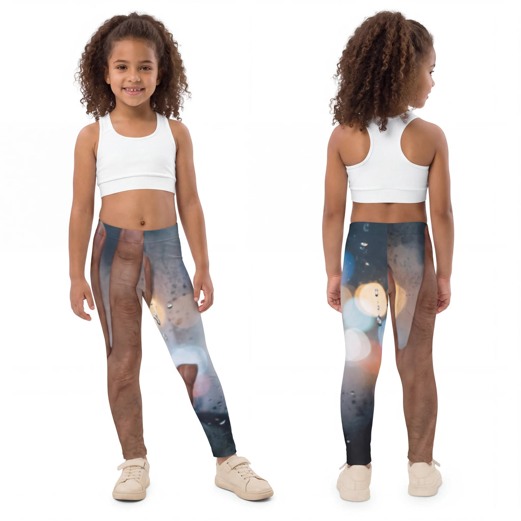 Kids Leggings with Rainy Nocturnal City Art