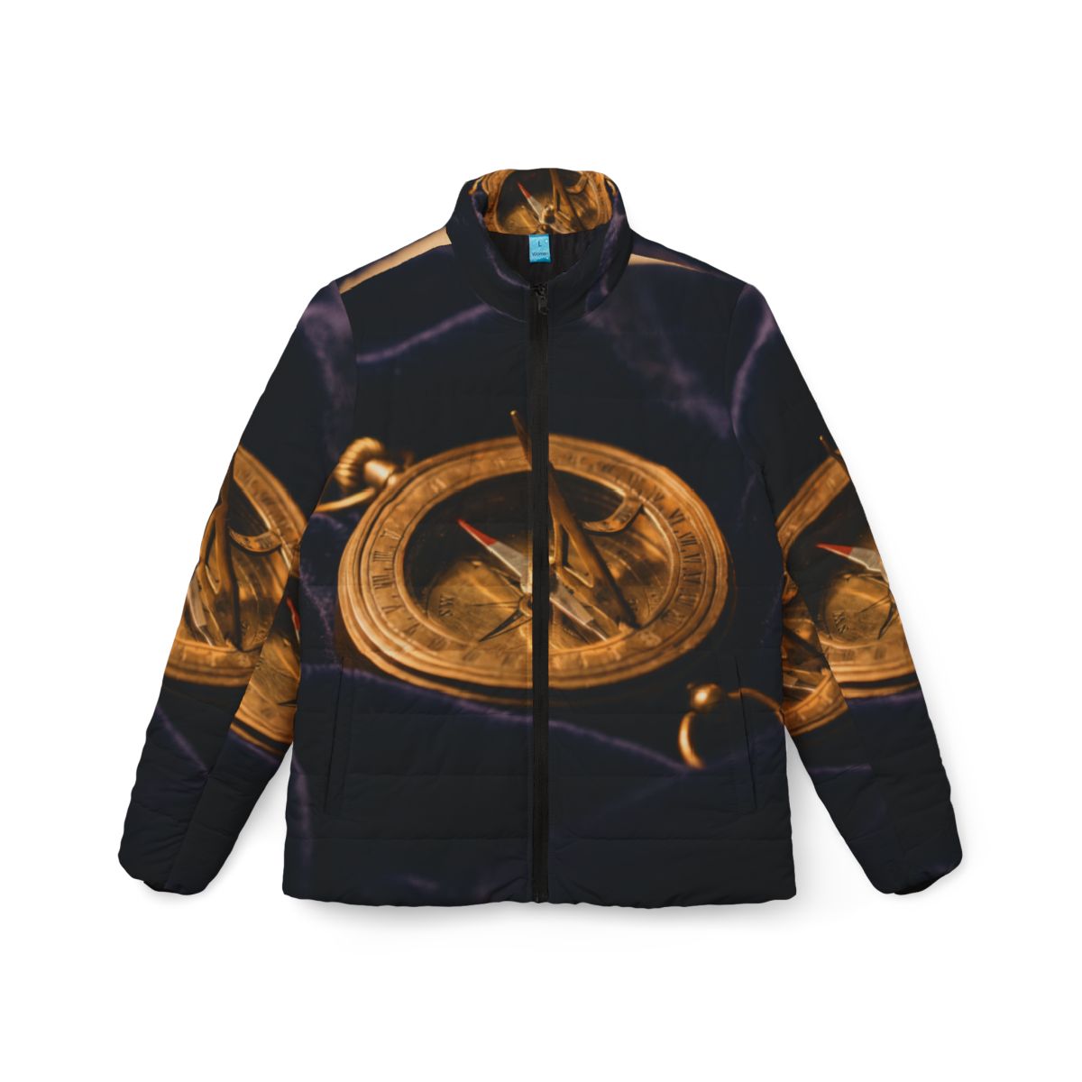 Women's Puffer Jacket Antique Sundial Compass