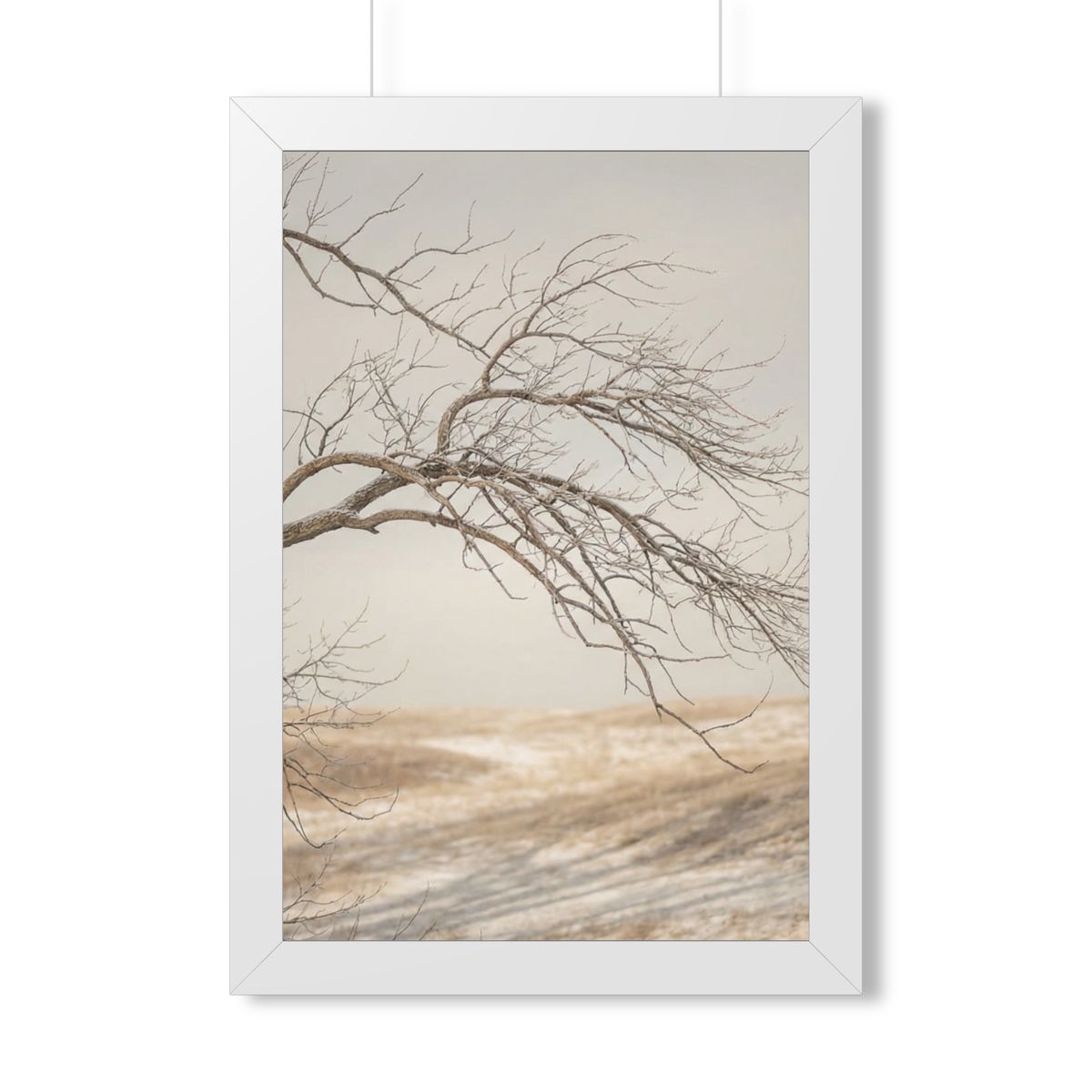 Framed Vertical Poster - Winter Branch Solitude Landscape —...
