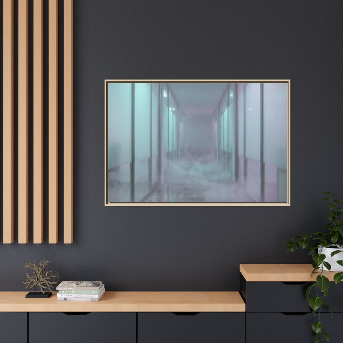 Matte Canvas, Framed - Liminal Corridor Fog Art Print —... |...