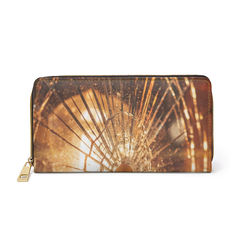 Zipper Wallet - Golden Fracture Shattered Glass Art |...