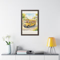 Framed Vertical Poster - Storybook School Bus Watercolor Art...