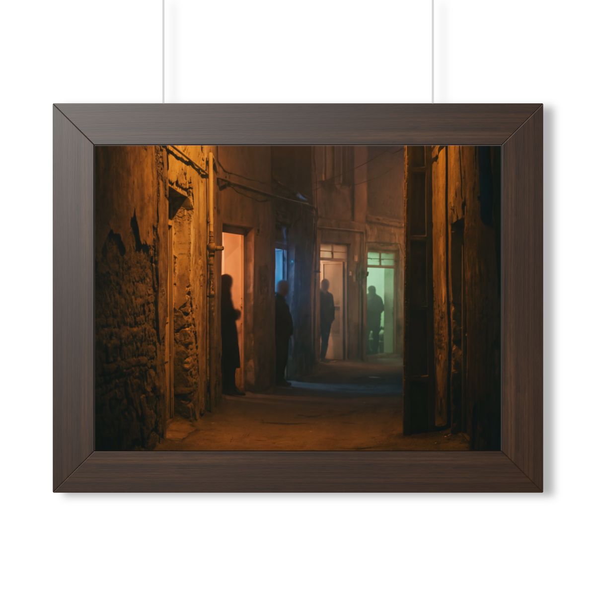 Framed Horizontal Poster - Shadowed Alleyway Mystery Art......