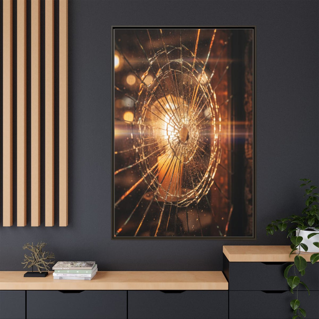 Matte Canvas, Framed - Fractured Light Shattered Glass Art —...