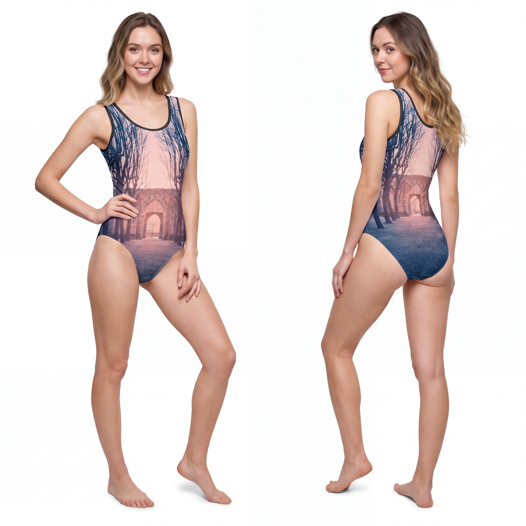 Women's Classic One-Piece Swimsuit - Gothic Abbey Portal |...
