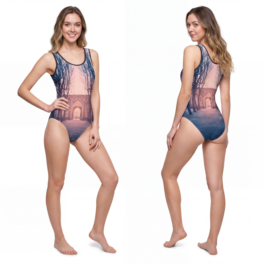 Women's Classic One-Piece Swimsuit - Gothic Abbey Portal