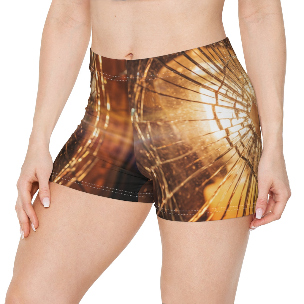 Women's Shorts - Shattered Amber Glow Moody Cinematic Art |...