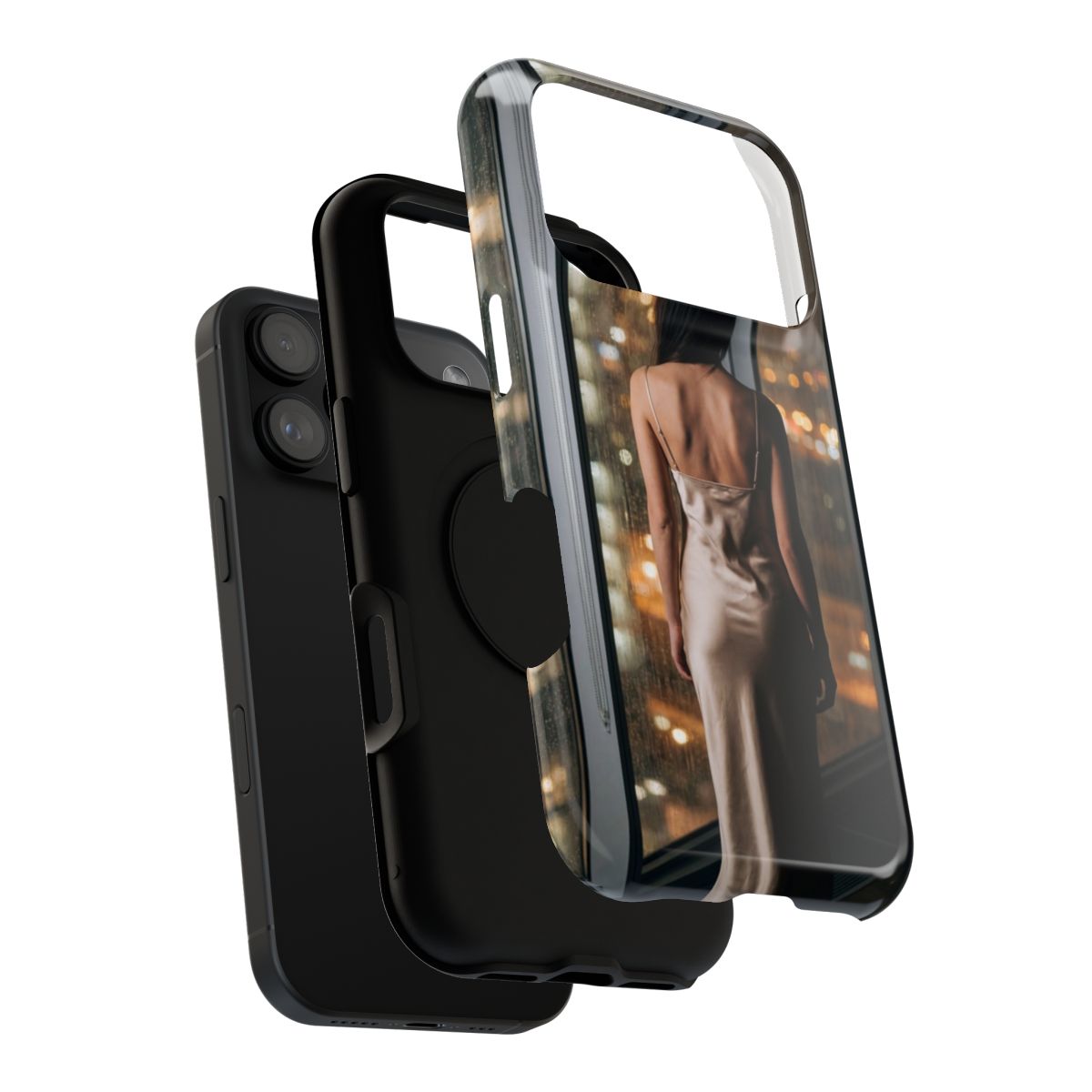 Impact-Resistant Apple iPhone Cases - Rainy City Lights Silk Gown | iPhone 17 Pro Max, 17 Pro, 17 Air & More
