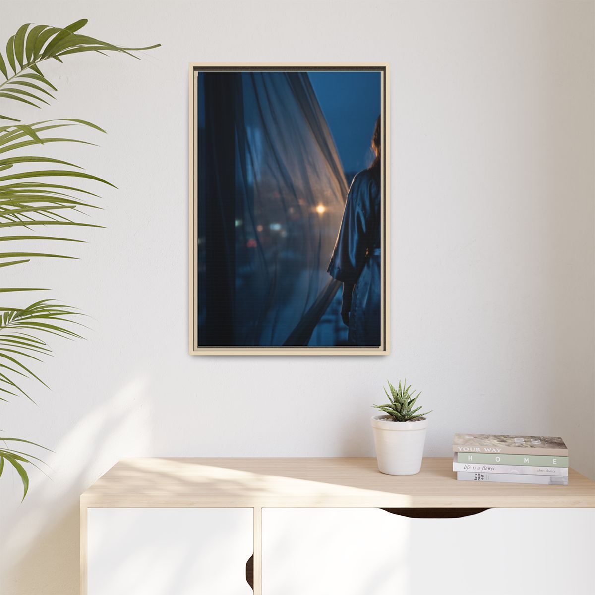 Matte Canvas, Framed - Nocturnal Solitude Silhouette —... |...