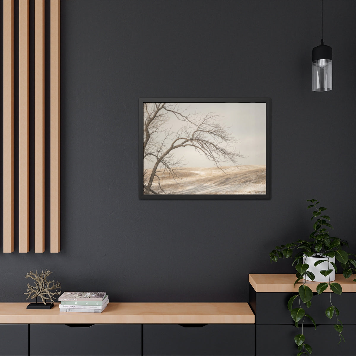 Framed Poster - Minimalist Winter Tree — Landscape