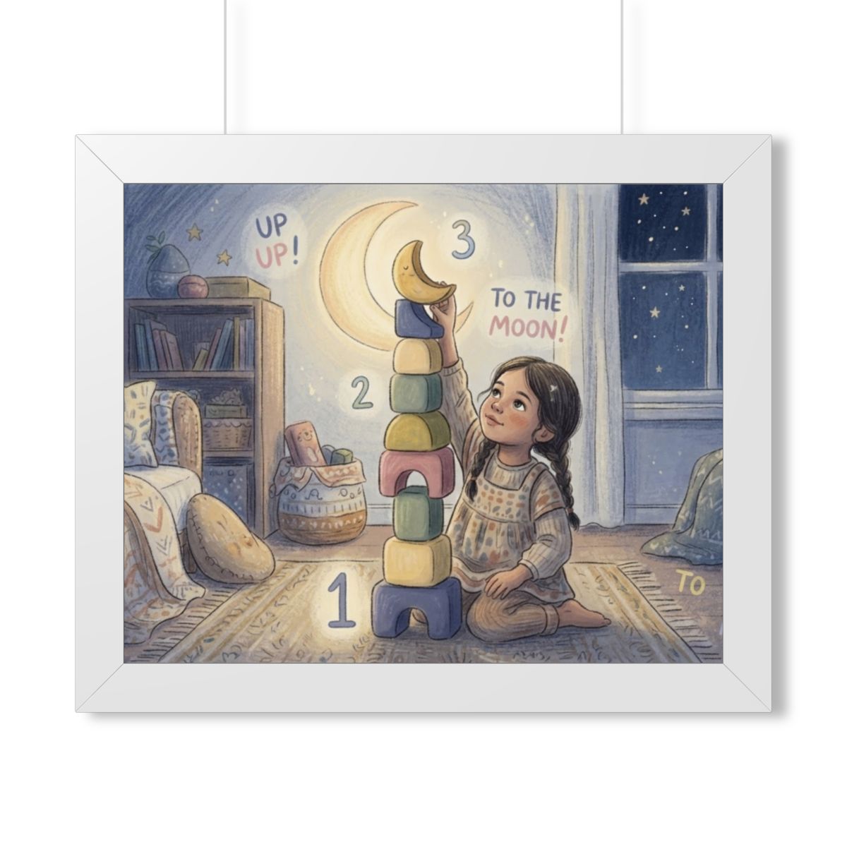 Framed Horizontal Poster - Moonlit Horizon — White (14×11......