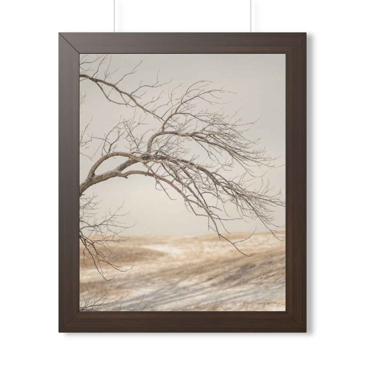 Framed Vertical Poster - Winter Branch Solitude Landscape —...