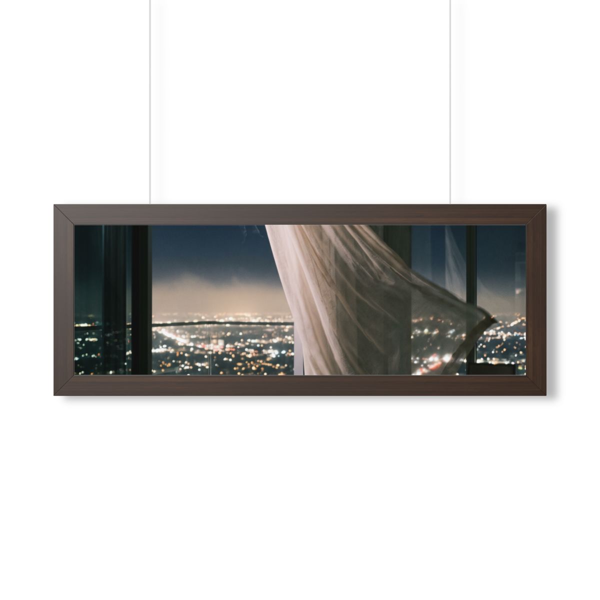 Framed Horizontal Poster - Skyline Serenity — Walnut (14×11...