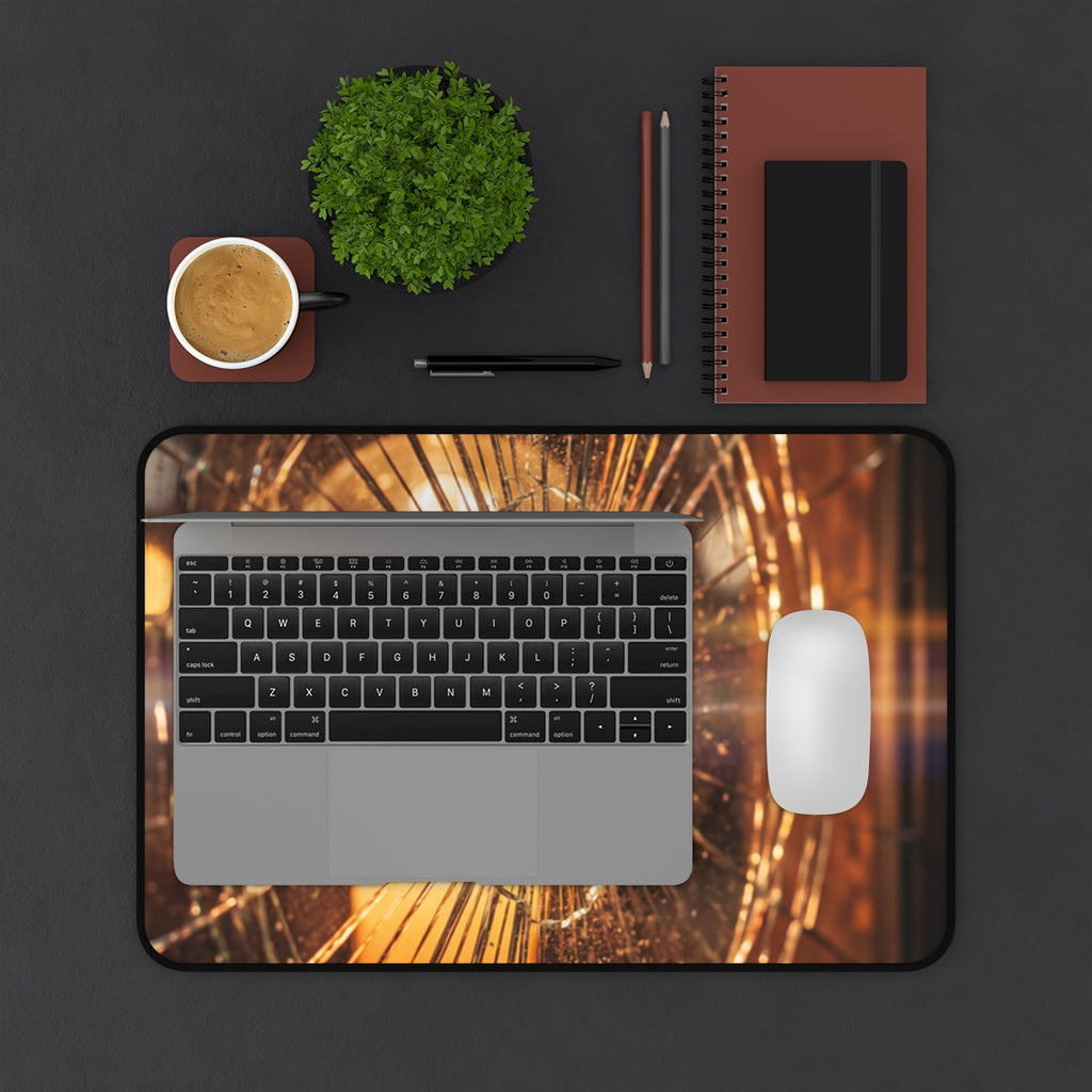 Desk Mat - Golden Fractured Glass Aesthetic Wall Art |...
