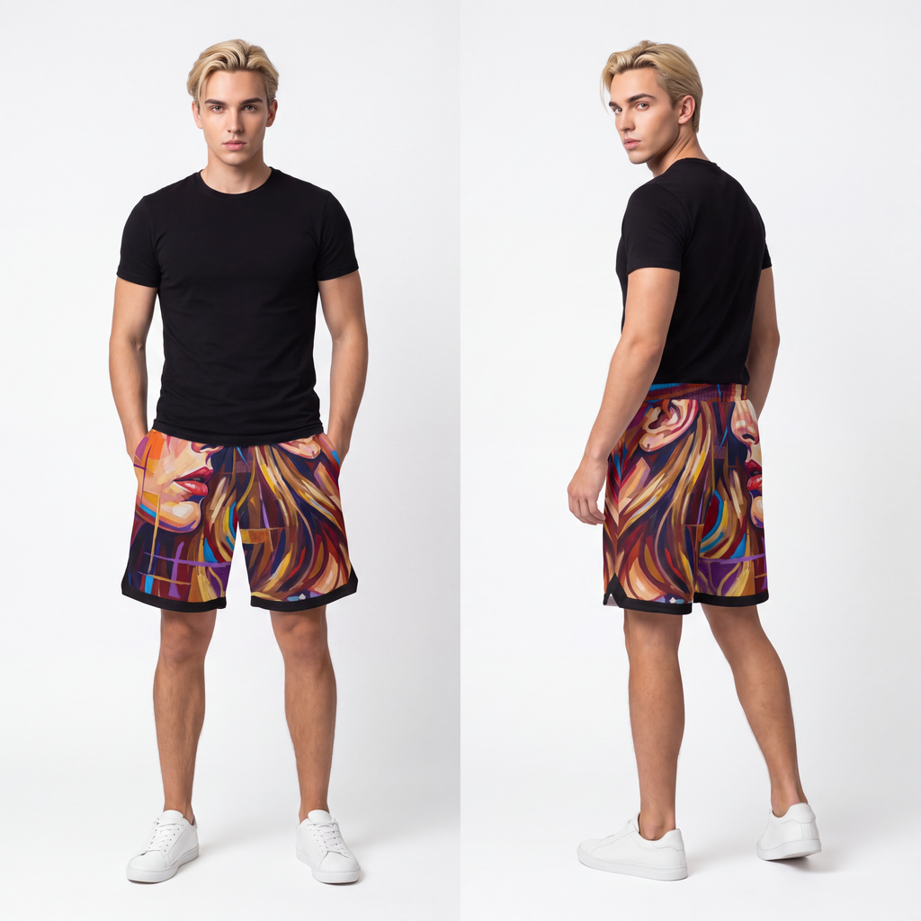 Men's Basketball Rib Shorts - Shattered Elegance | Echovira...