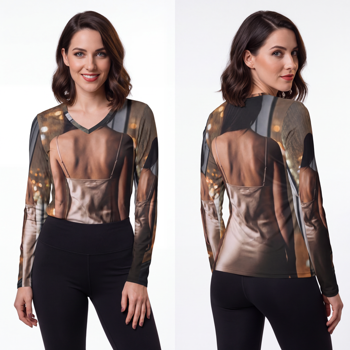 Women's V-neck - Shimmering Rainscape