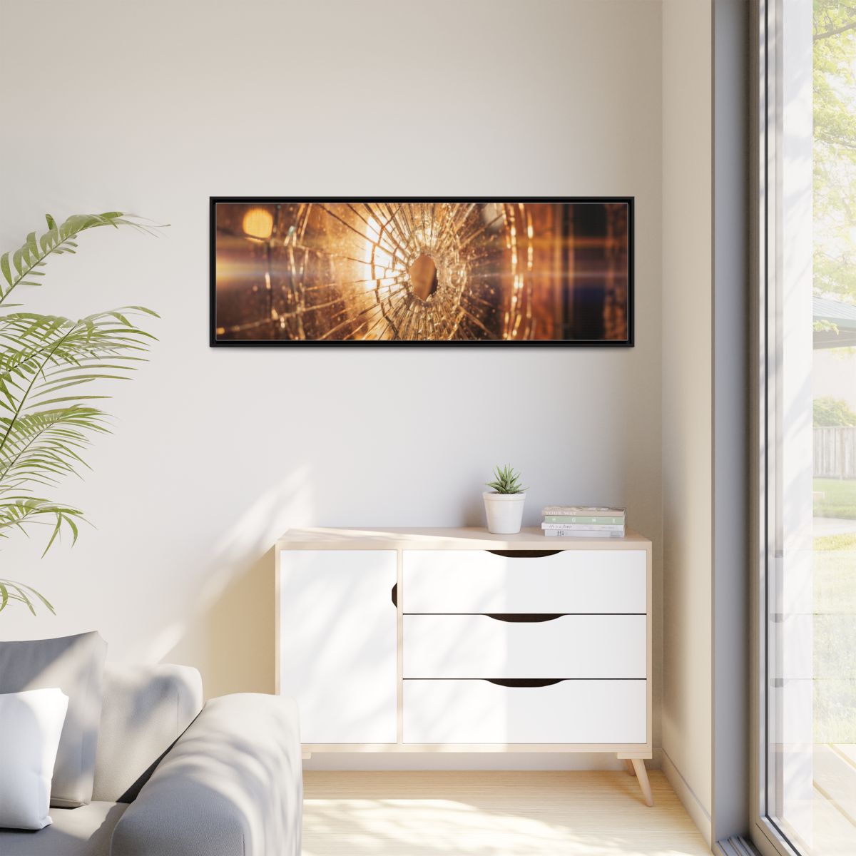 Matte Canvas, Framed - Golden Fractured Art — Black / 1.25"...