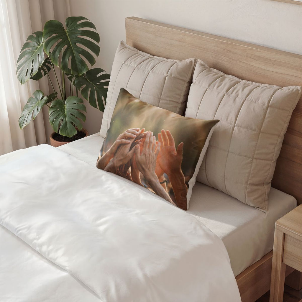 Cotton Pillow Sham - Golden Rays of Unity Wall Art |...