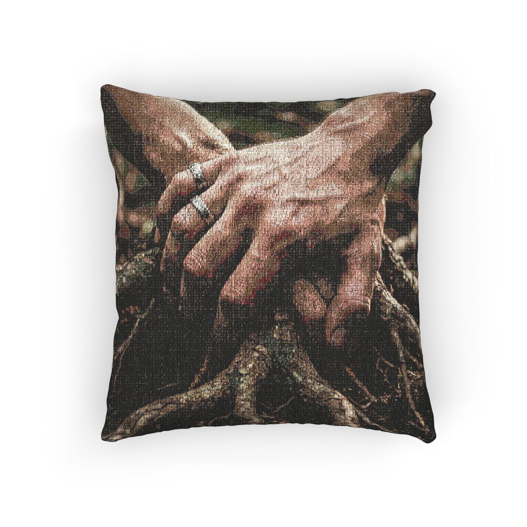Forest Roots and Hands Woven Pillow