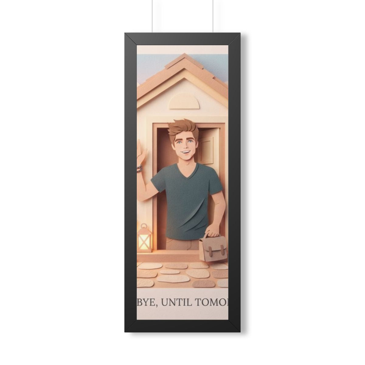 Framed Vertical Poster - Safe Journey Paper Cut Home Art —...