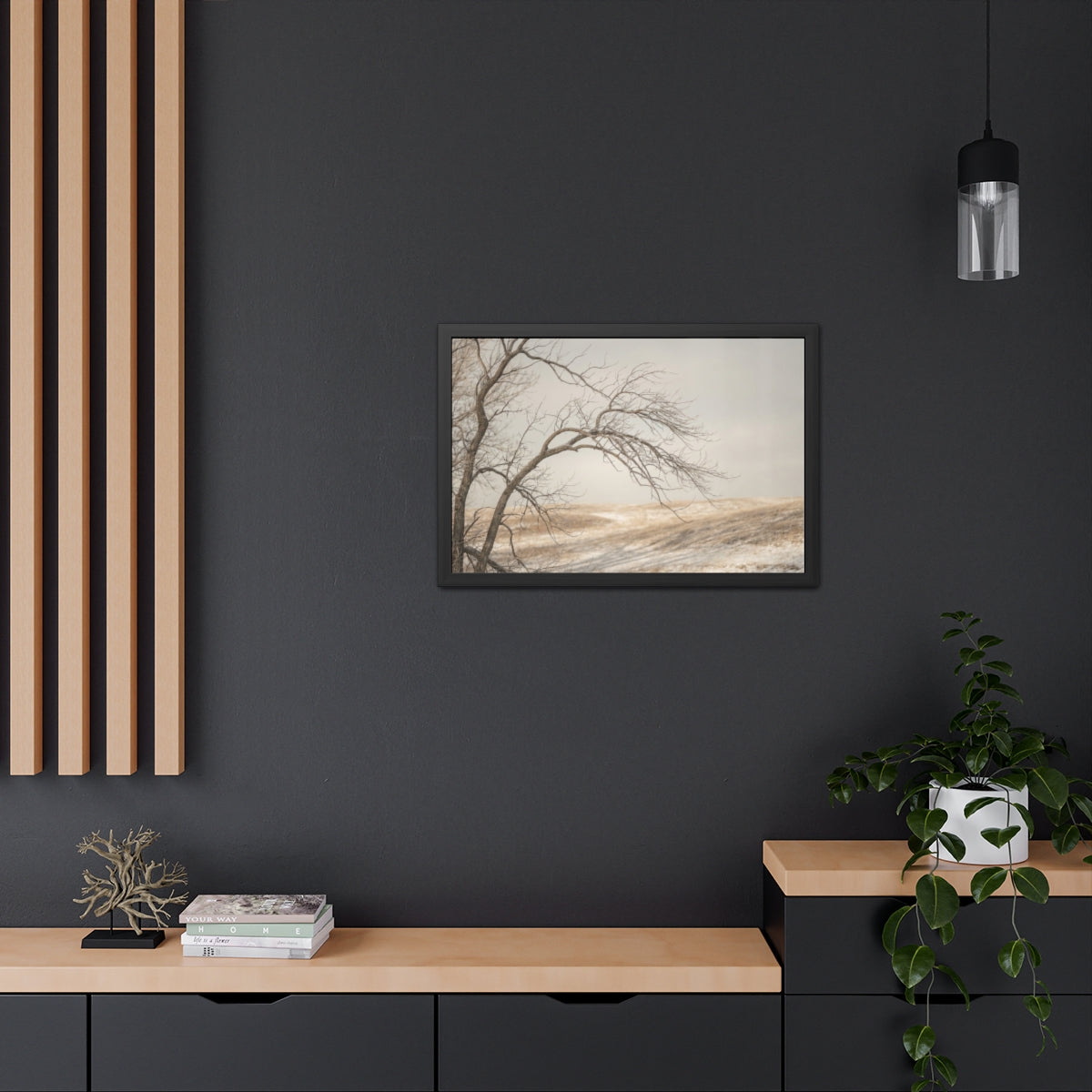 Framed Poster - Minimalist Winter Tree — Landscape