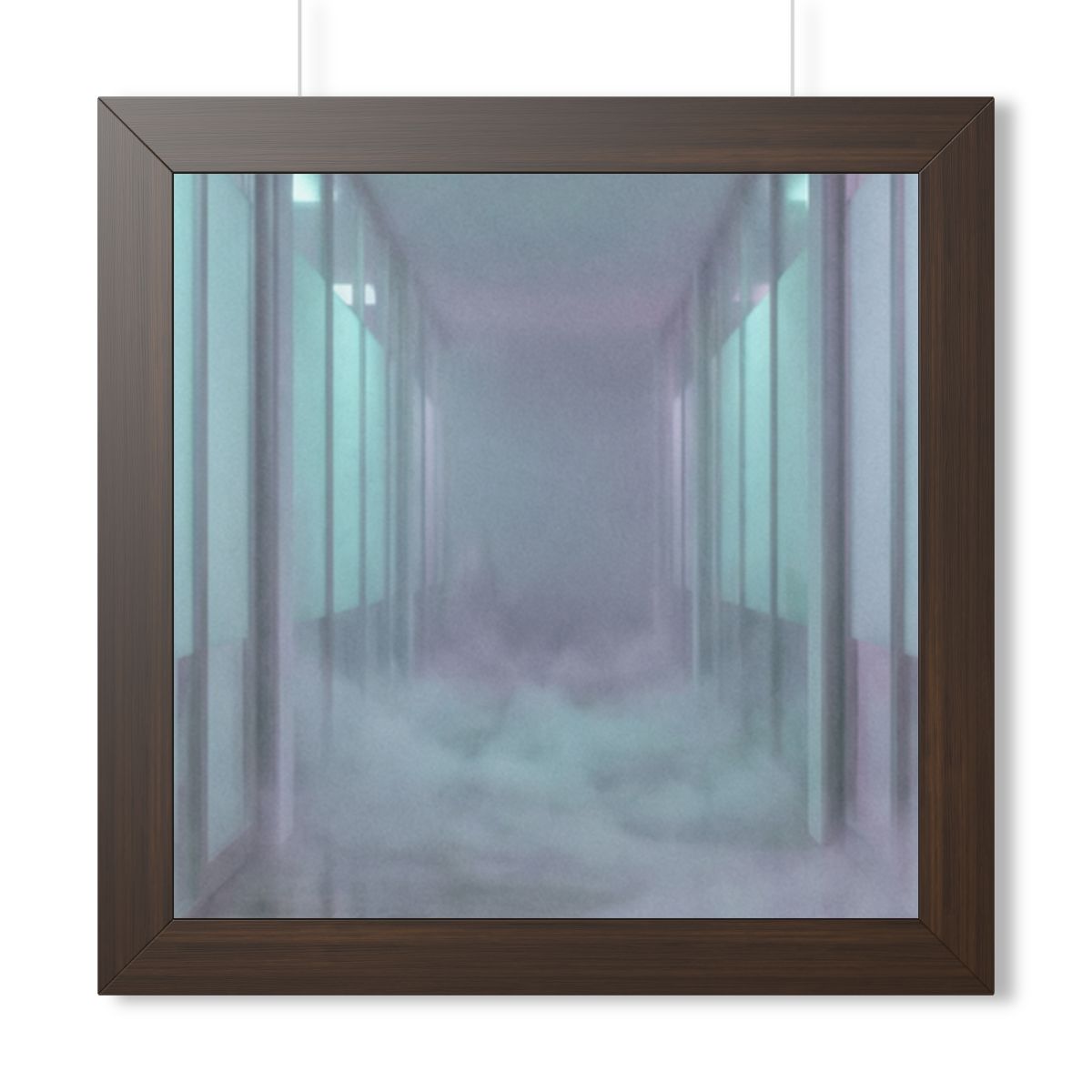 Framed Horizontal Poster - Liminal Corridor Fog Art Print —...