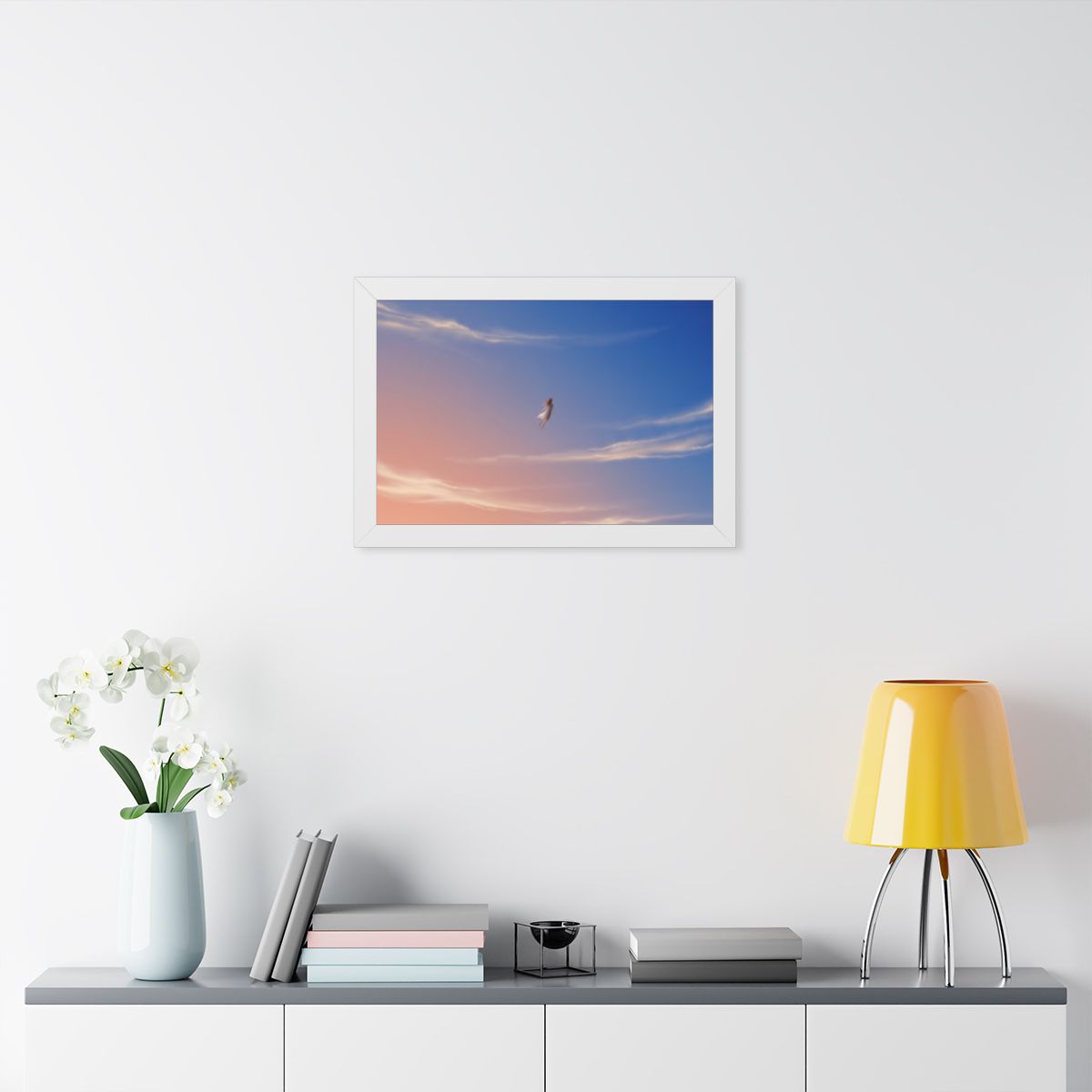 Framed Horizontal Poster - Horizon Sky Calm — White (14×11...