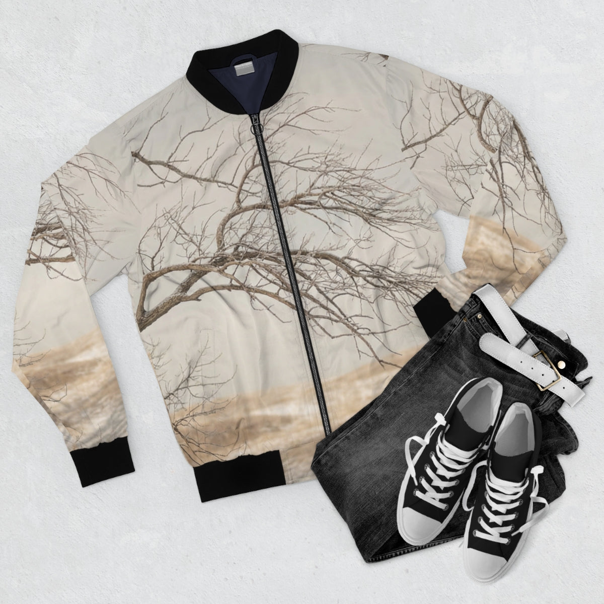 Men's Bomber Jacket - Winter Branch Solitude Landscape |...