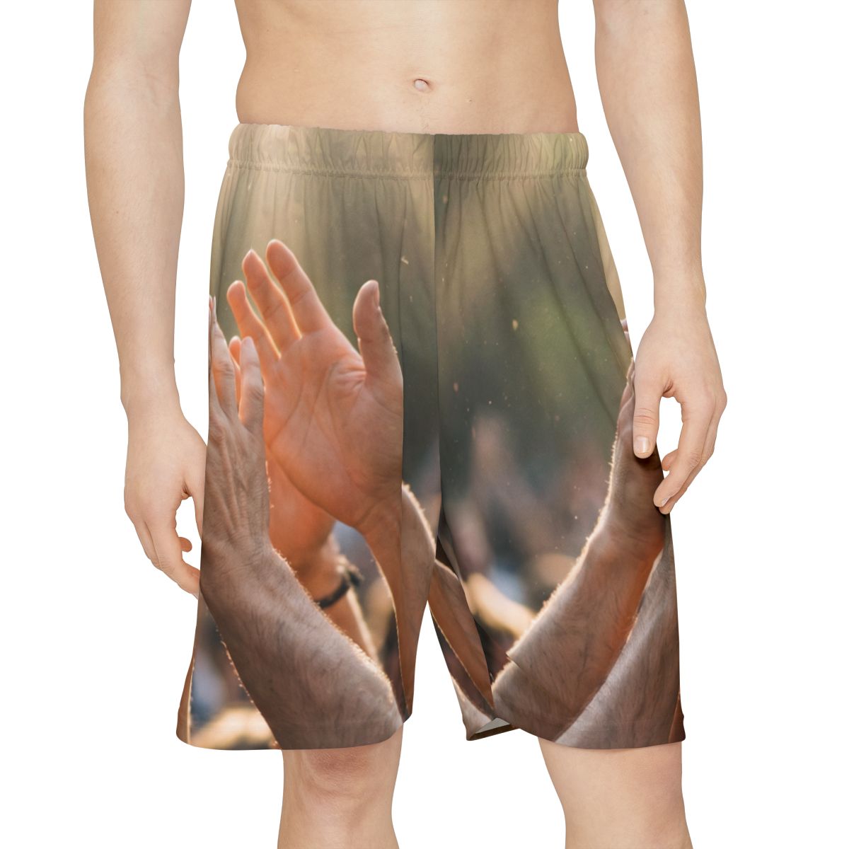 Men's Sports Shorts - Golden Rays of Unity Wall Art |...