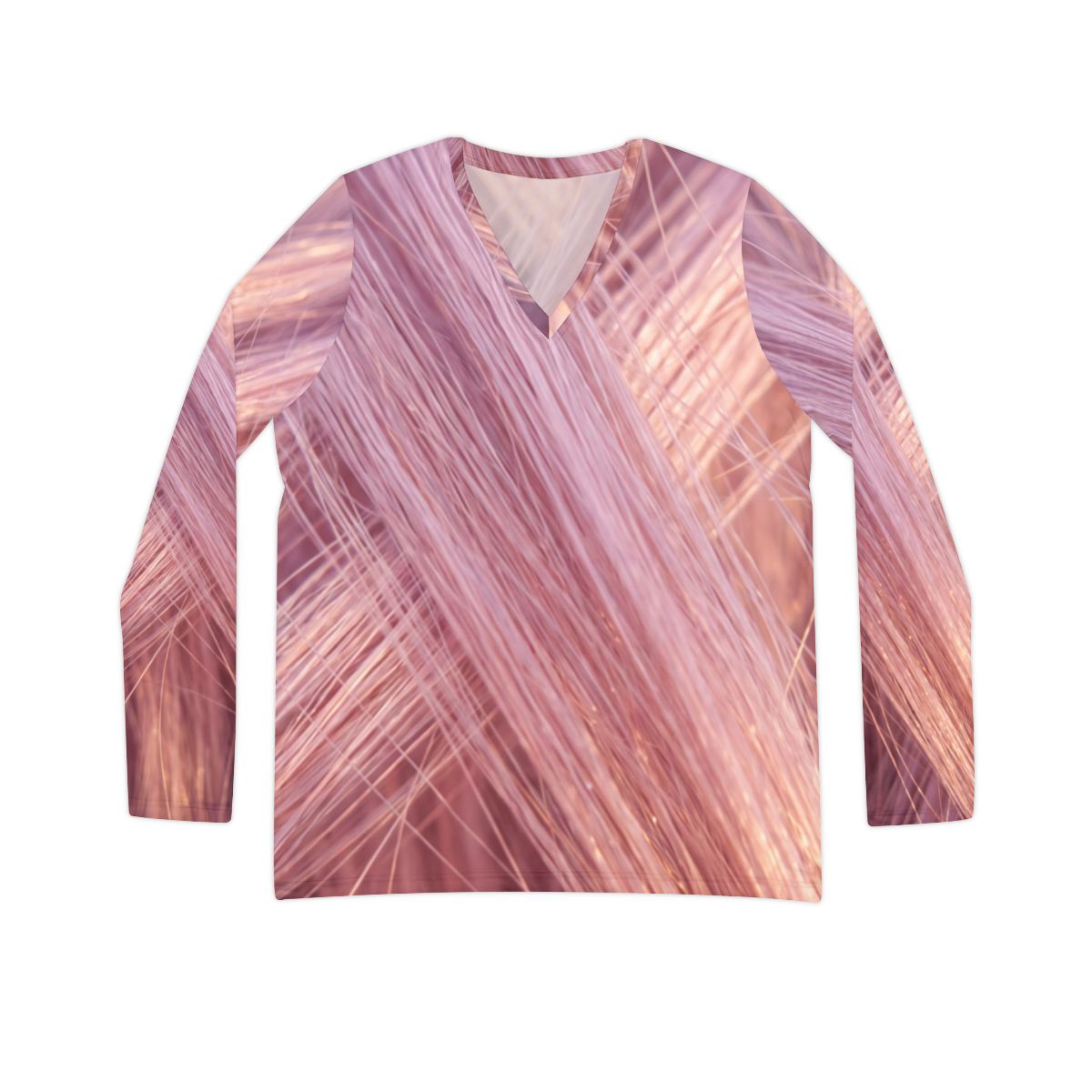 Women's Long Sleeve V-Neck Shirt Abstract Rose
