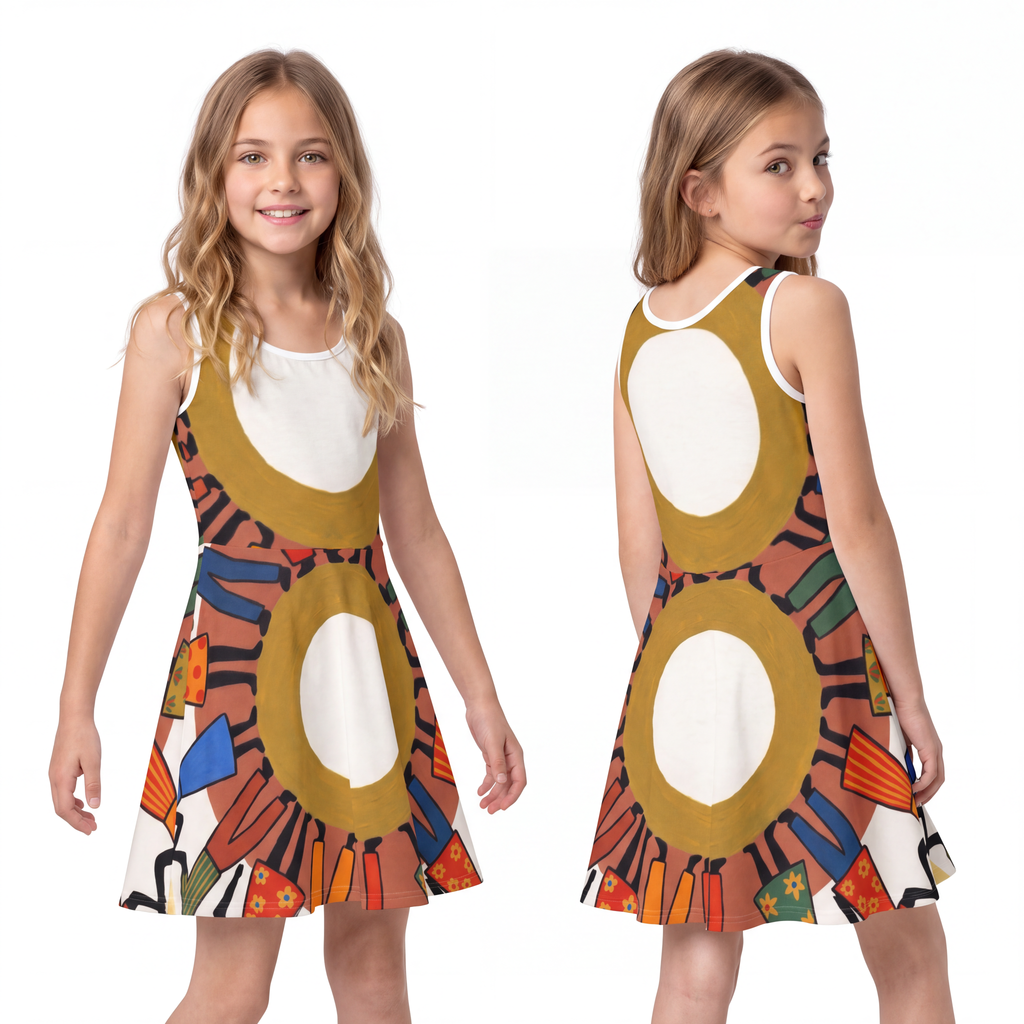 Girls' Sleeveless Sundress - Unity Mandala Print | Echovira...