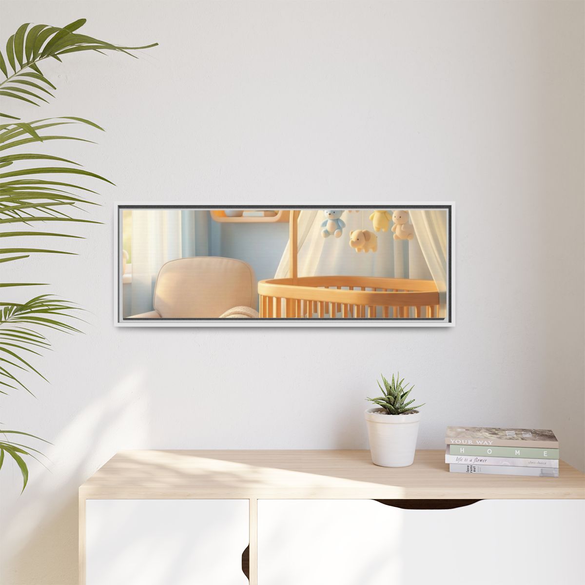 Matte Canvas, Framed - Dreamy Serene Nursery Art — White /...