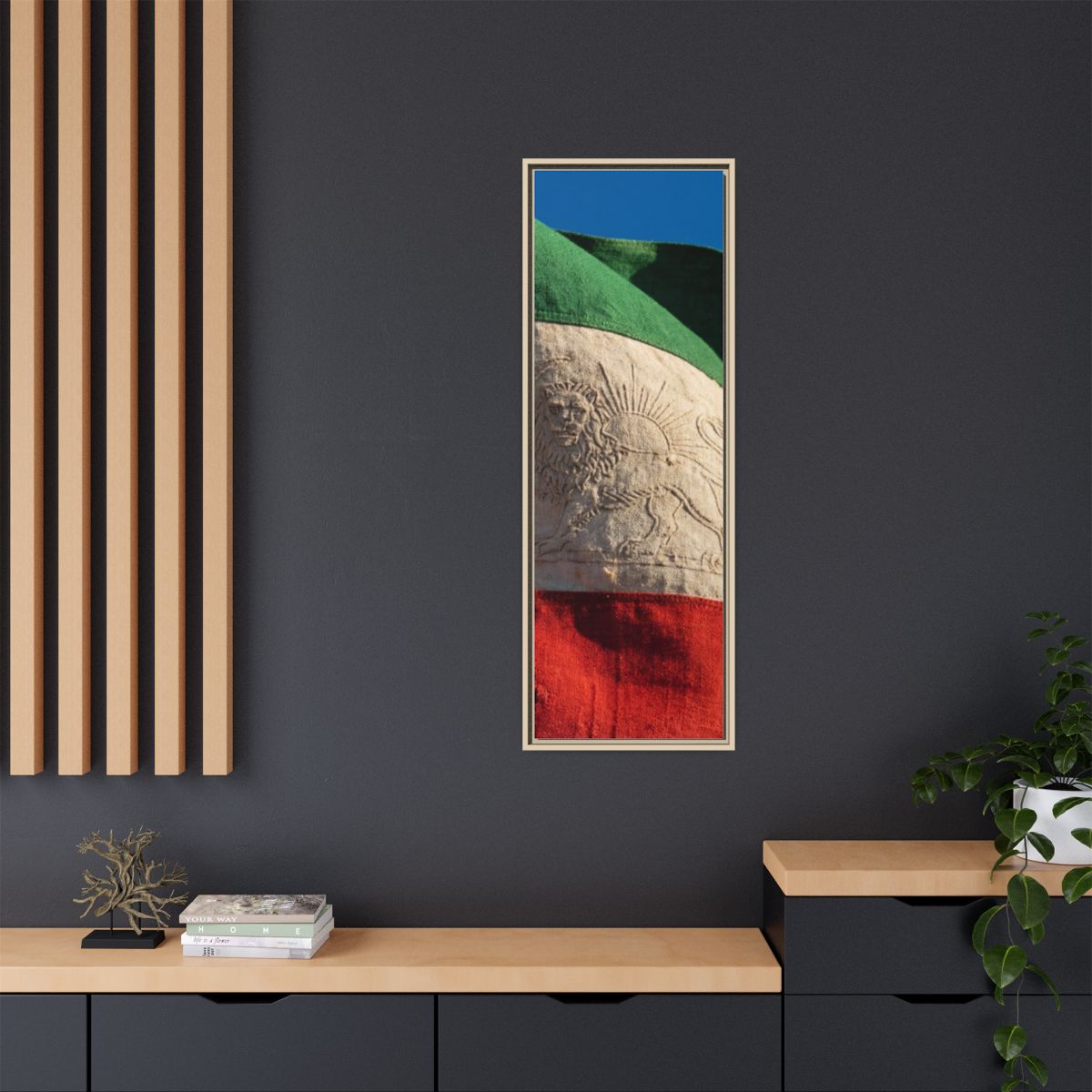 Framed Canvas Art - Distressed Flag — Natural / 1.25"