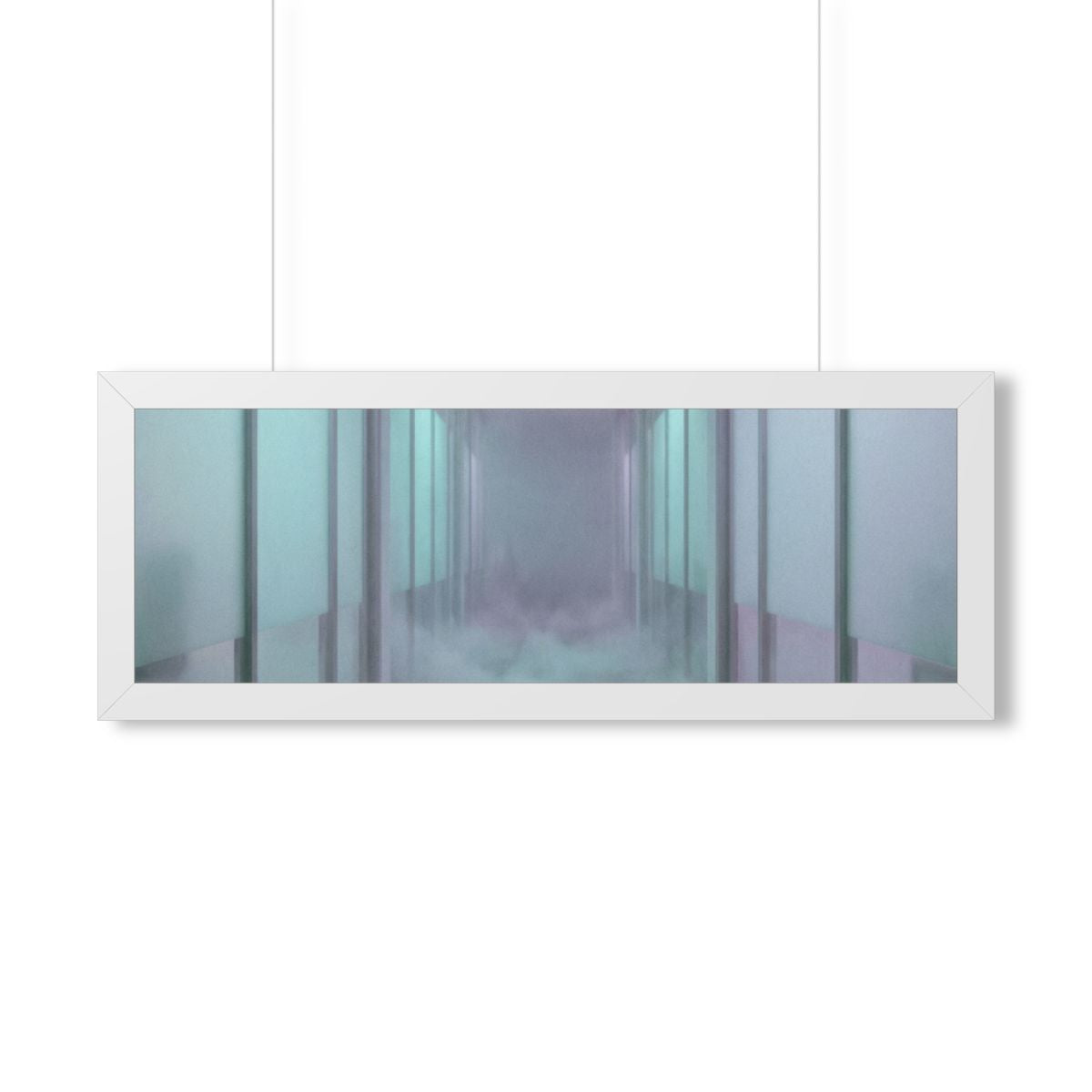 Framed Horizontal Poster - Liminal Corridor Fog Art Print —...