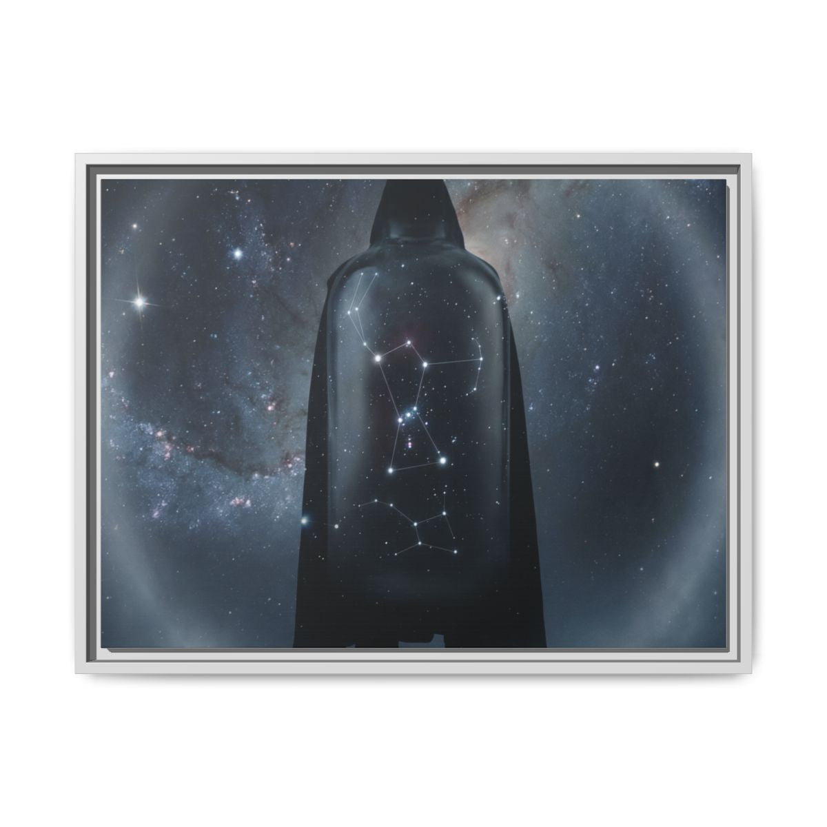 Framed Matte Canvas - Cosmic Sentinel — White / 1.25" (10×8, 12×9, 14×11, 16×12, 20×10, 18×12, 20×16, 24×16, 24×18, 36×12, 24×20, 32×16, 30×20, 30×24, 32×24, 48×16, 36×24, 48×24, 40×30, 60×20, 48×32, 60×30 & 60×40)