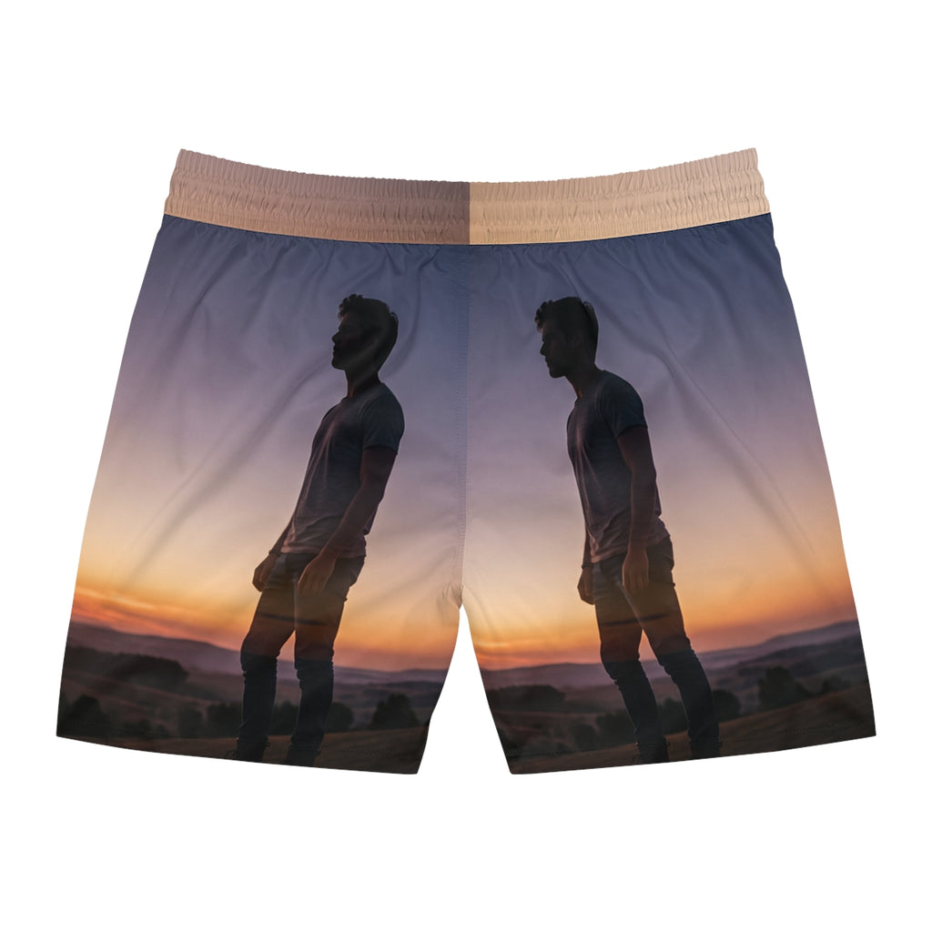 Men's Mid-Length Swim Shorts - Twilight Wanderer Golden Hour...
