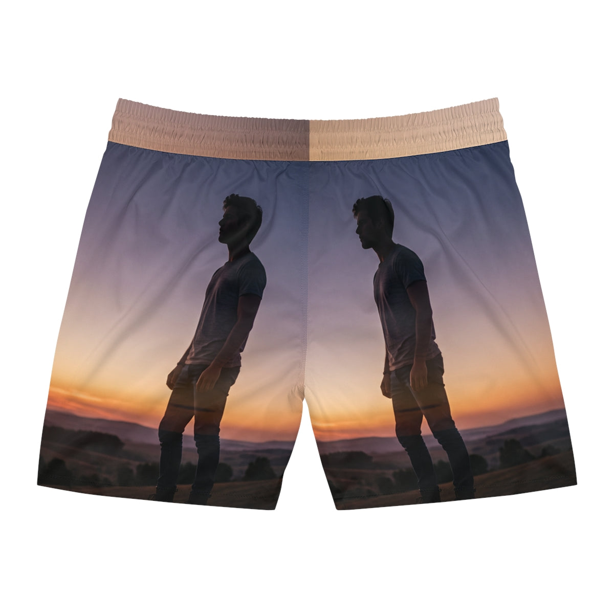 Men's Mid-Length Swim Shorts - Twilight Wanderer Golden Hour...