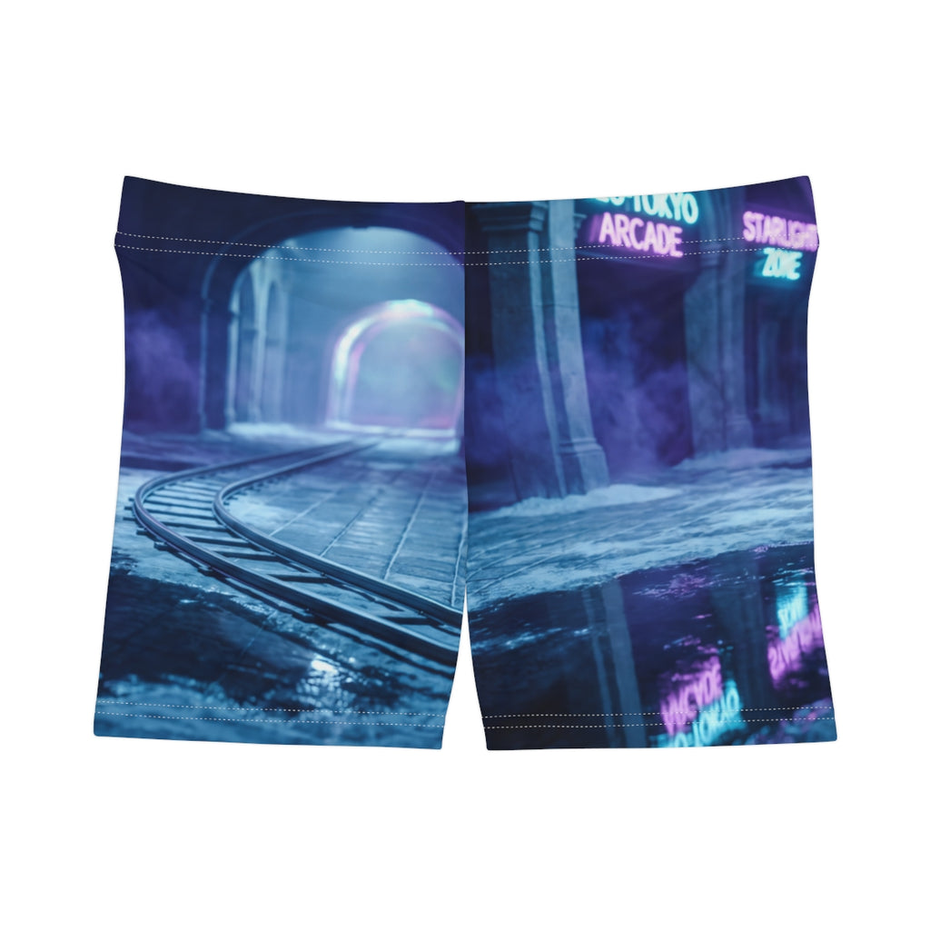 Cyberpunk Neon Subway Women's Shorts