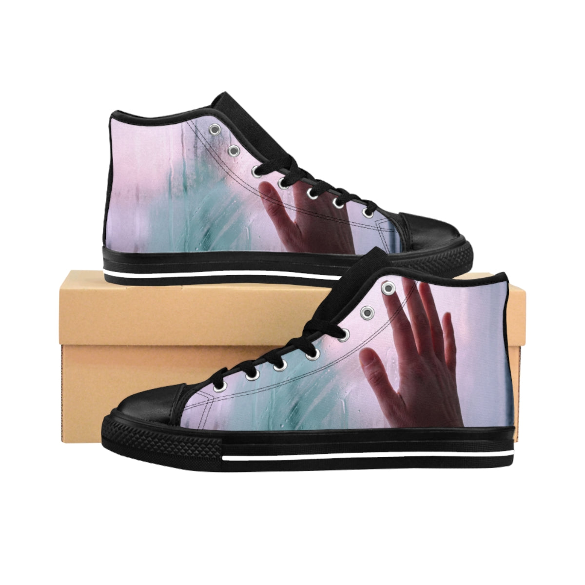 Women's Classic Sneakers with Misty Glass Hand Art