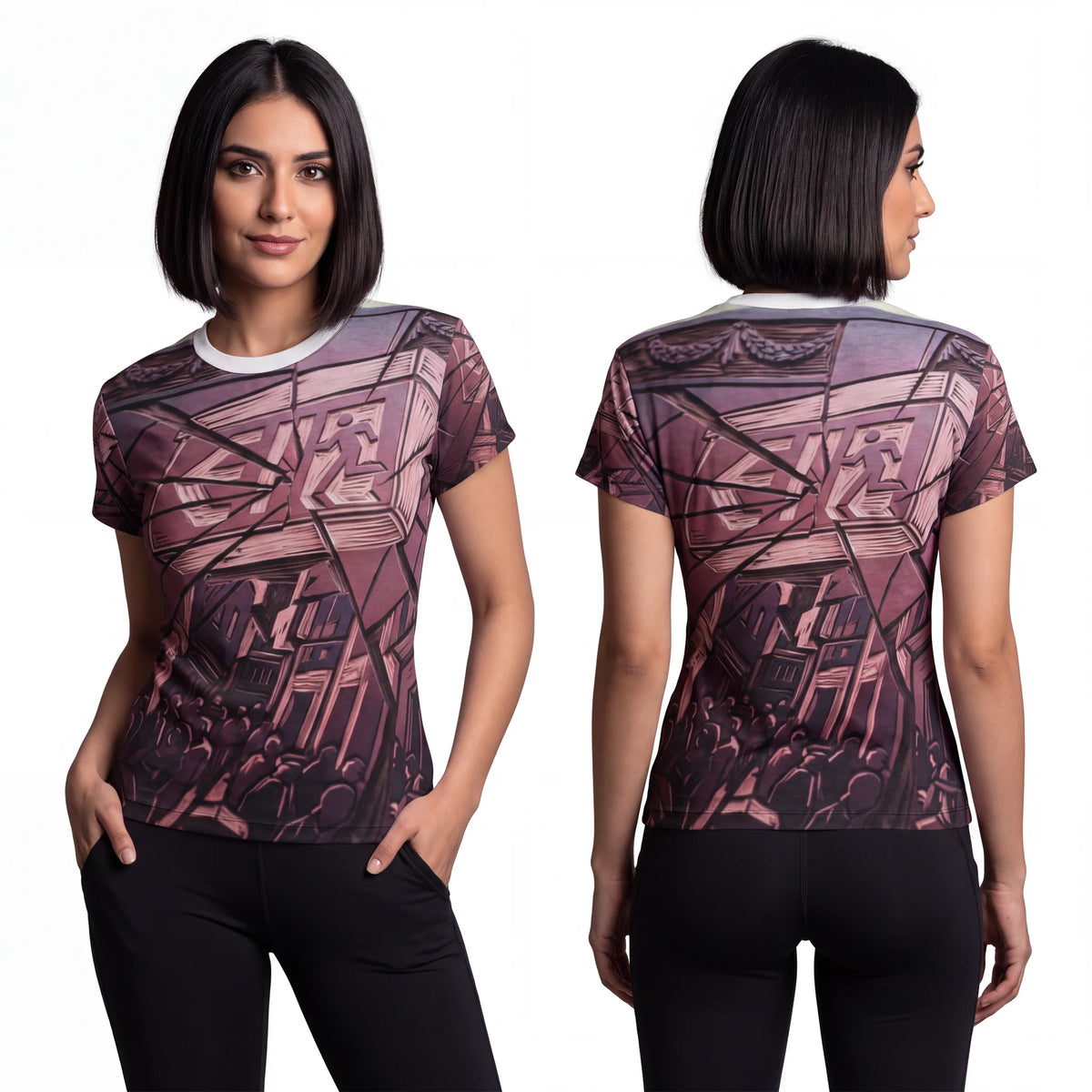 Women's Cut & Sew Tee - Carved Cityscape | Echovira Gallery
