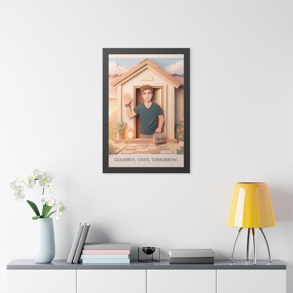 Framed Vertical Poster - Safe Journey Paper Cut Home Art —...