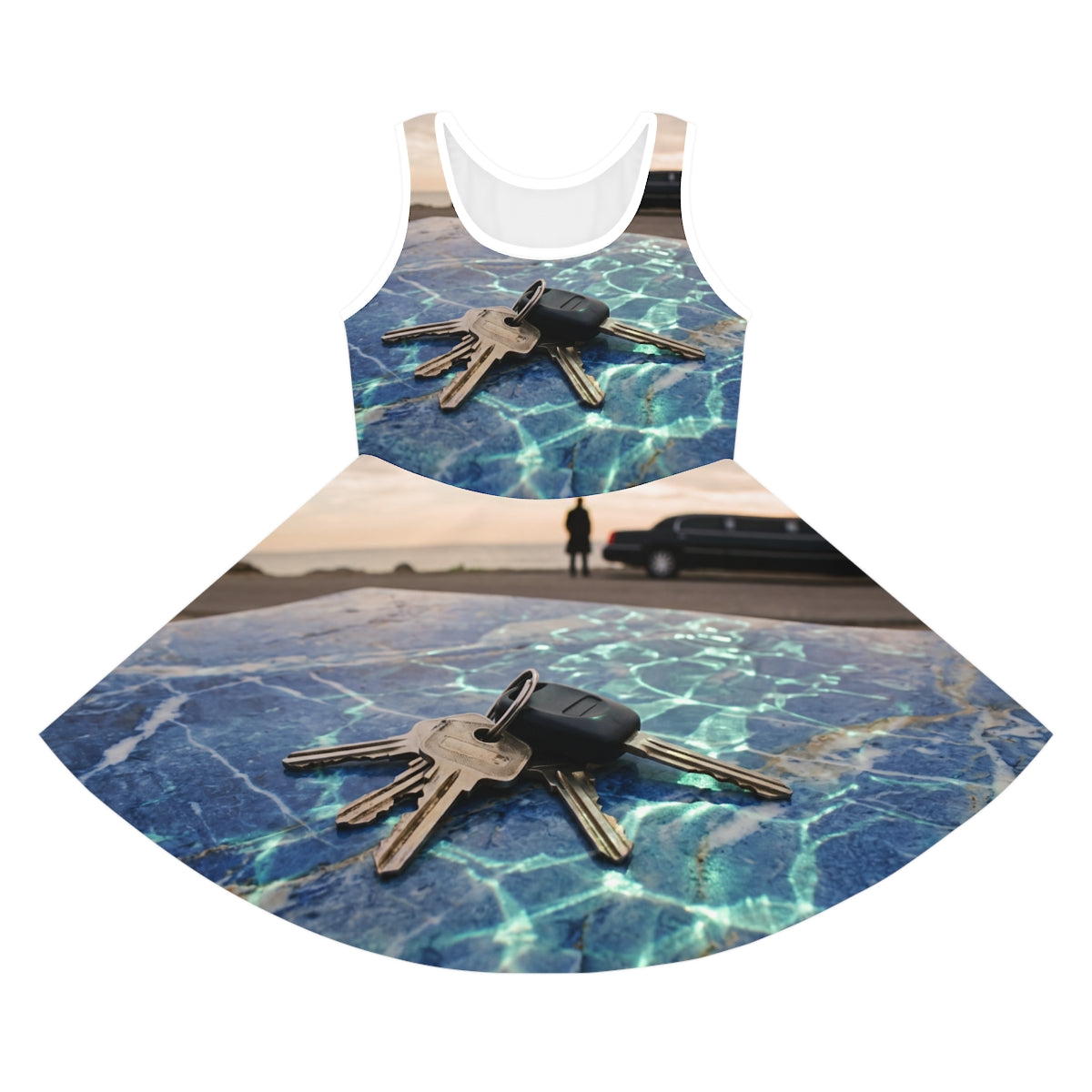 Girls' Sleeveless Sundress with Coastal Keys Art