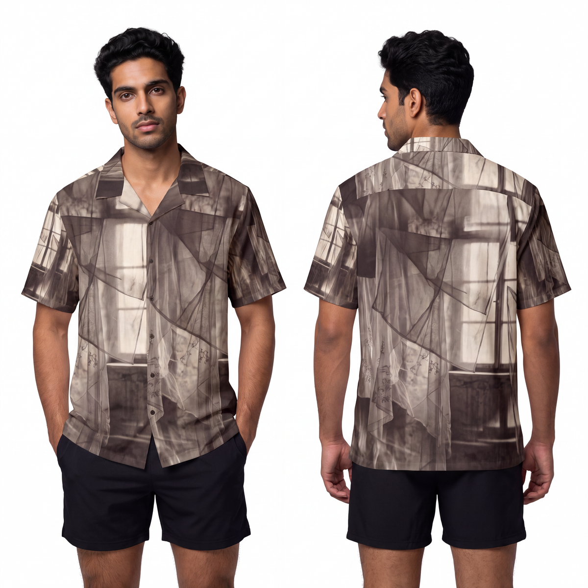 Men's Hawaiian Shirt - Spectral Veils | Echovira Gallery
