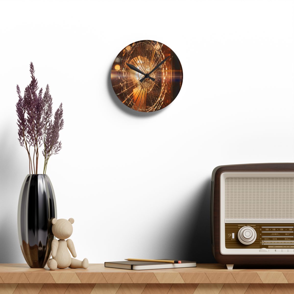 Acrylic Wall Clock - Fractured Glow