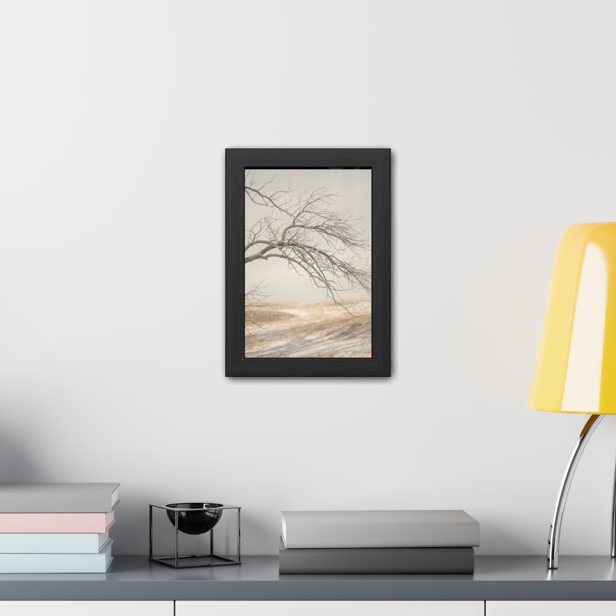 Framed Posters - Winter Branch Solitude Landscape — Portrait...