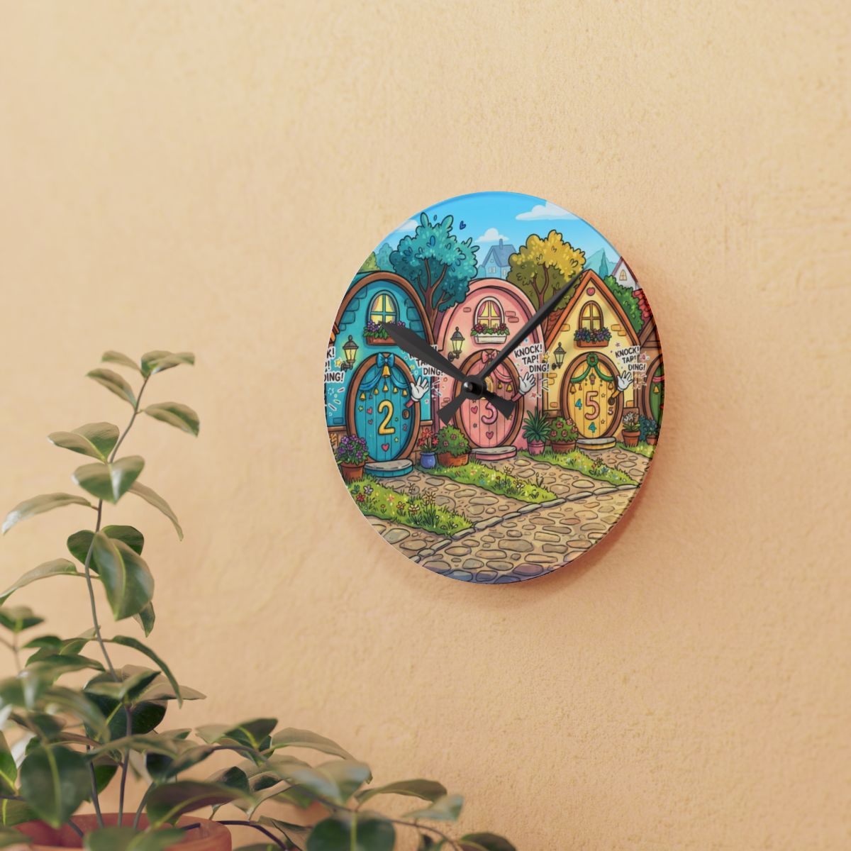 Acrylic Wall Clock - Storybook Counting Village | Echovira...