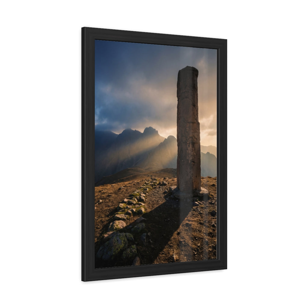 Framed Poster - Ancient Lion & Sun — Portrait