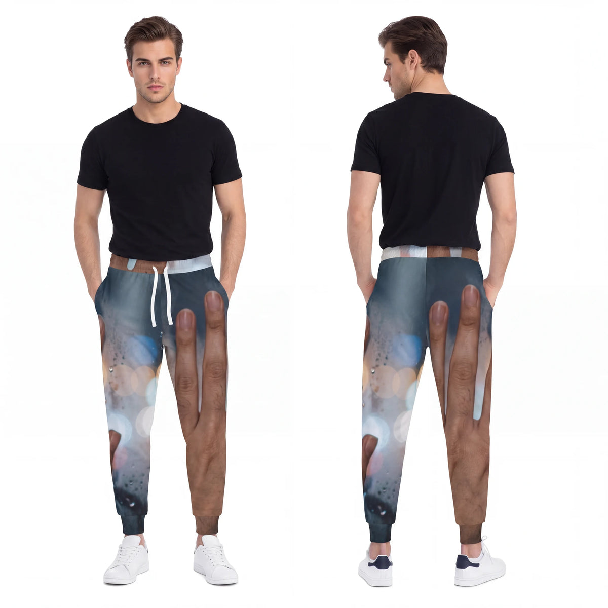 Men's Athletic Joggers Rainy City Window Art