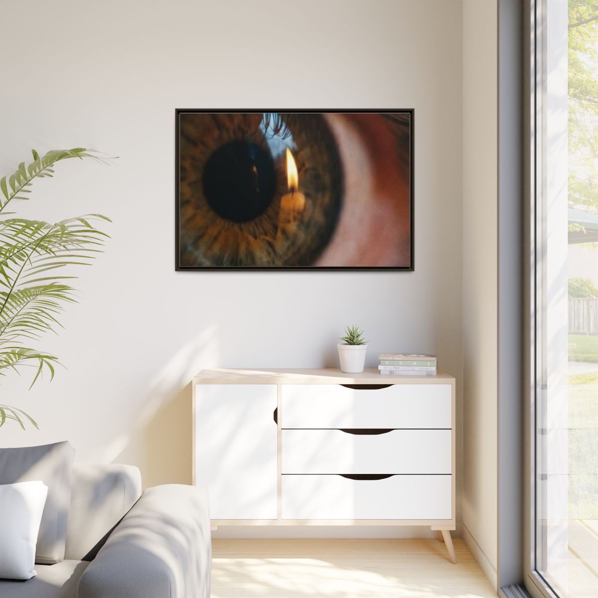 Matte Canvas, Framed - Amber Iris Reflection Fine Art Print...