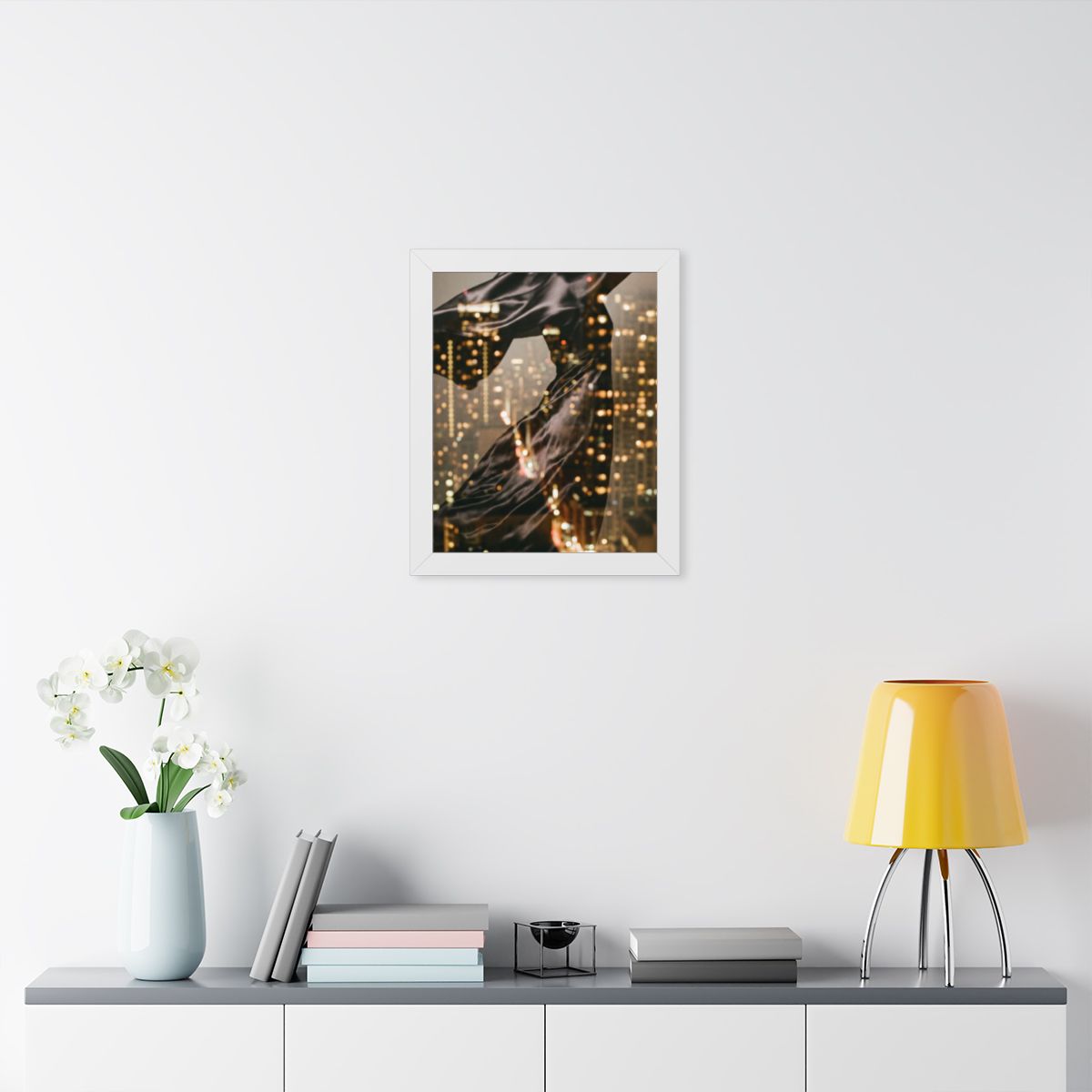 Framed Vertical Poster - Nocturnal City Metamorphosis Art —...